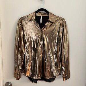 Anthropologie Gold Button Down